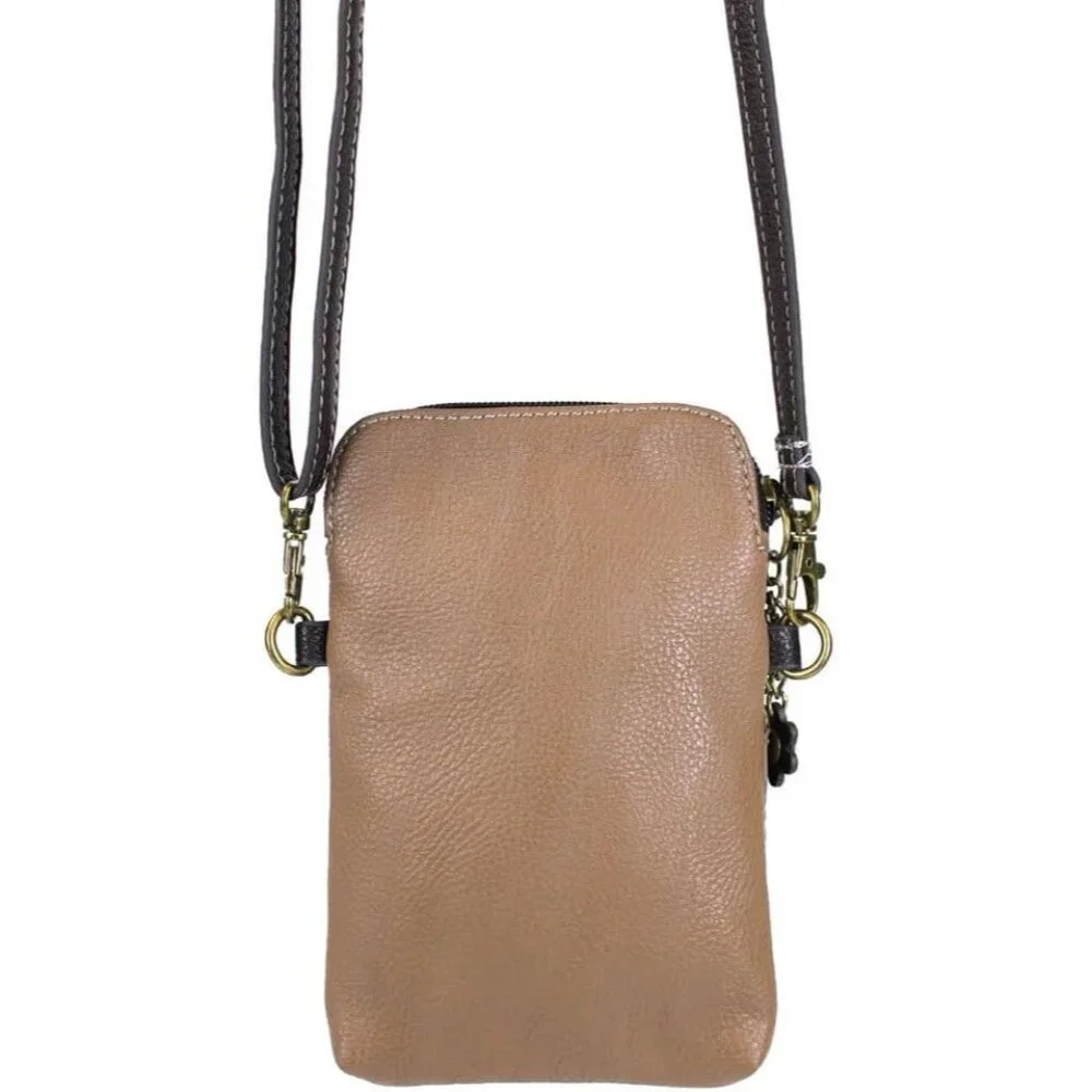 Cat Collection Brown PU Leather Canvas Multicolor Crossbody Cell Phone Purse wit